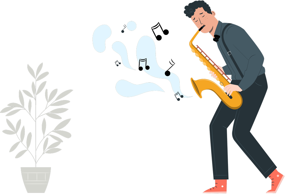 Man som spelar saxofon