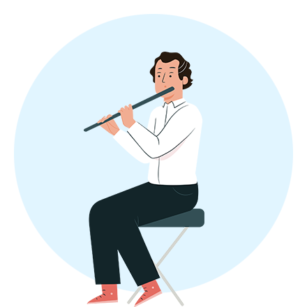 Artist som spelar tvärflöjt